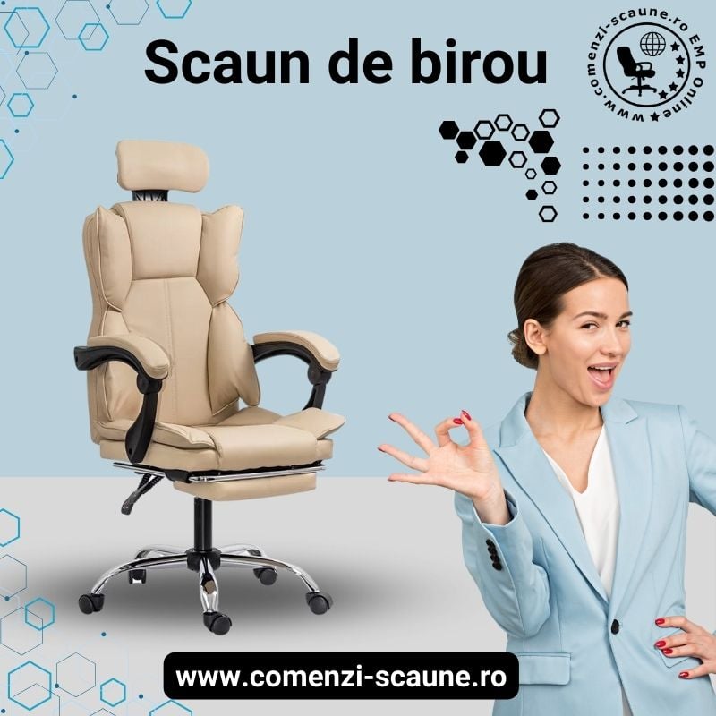 Scaune de birou design modern OFF 4151 Crem interior